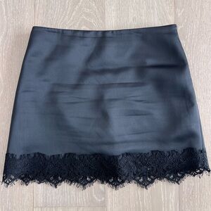 Zara Black Mini Skirt with Lace Hem